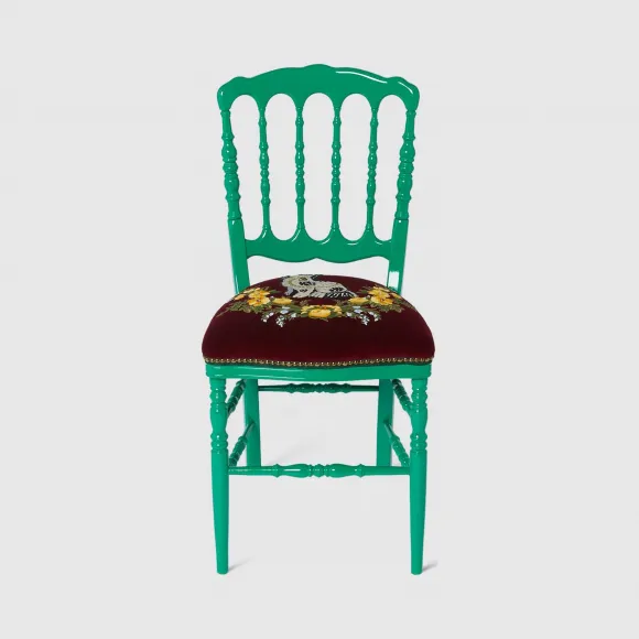 古驰/Gucci 西班牙猎犬图案刺绣椅子 482812-ZAW08-3202