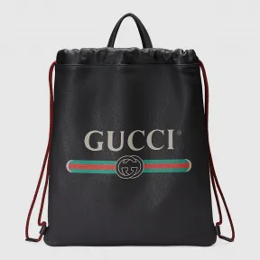 古驰/Gucci Gucci标识印花皮革抽绳背包 494053 0GCBT 8163