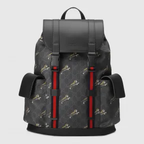 古驰/Gucci 饰老虎印花柔软高级人造帆布背包 495563 G02CX 8675