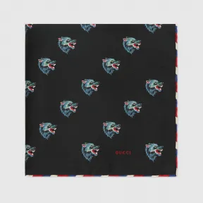 古驰/Gucci 狼头印花真丝口袋方巾  497914_4G001_1000
