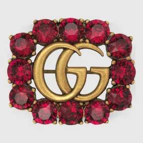 古驰/Gucci 饰双G和水晶金属胸针 504857 J1D50 8580
