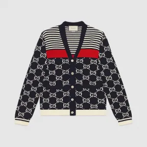 古驰/Gucci GG和条纹针织开衫 523048-X9I07-4696