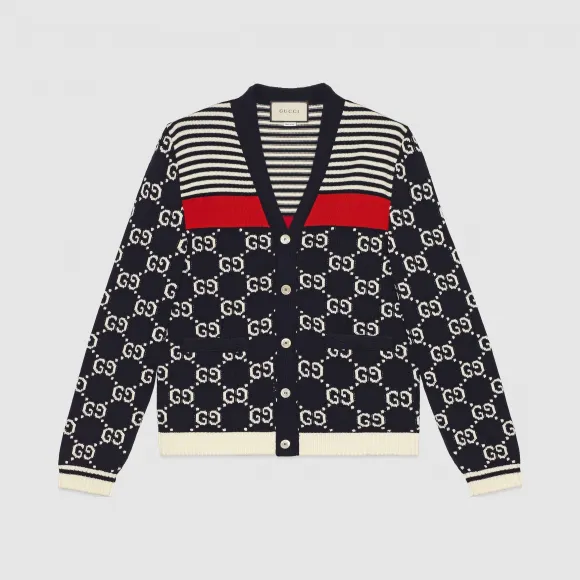 古驰/Gucci GG和条纹针织开衫 523048-X9I07-4696