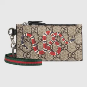 古驰/Gucci 珊瑚蛇印花高级人造帆布卡包 523903 9SDAN 8669