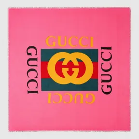 古驰/Gucci Gucci标识莫代尔真丝混纺披肩 528953 3G856 5600