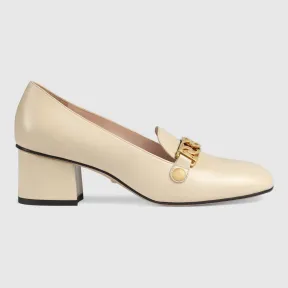 古驰/Gucci Sylvie系列皮革中跟浅口鞋 537539 CQXS0 9583