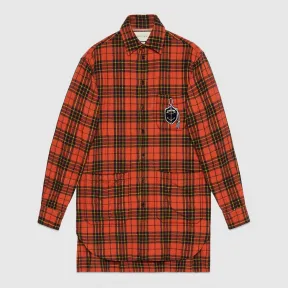 古驰/Gucci 锚钩图案超大造型格纹羊毛衬衫 538963 ZAATZ 7022