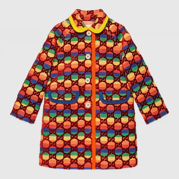 古驰/Gucci 儿童GG彩虹天鹅绒大衣 544036 XWACX 6418