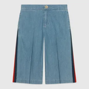 古驰/Gucci 儿童条纹织带牛仔裤 544563 XDAGP 4493
