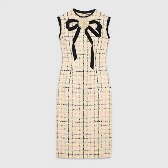 古驰/Gucci 蝴蝶结花呢紧身连衣裙 550266 ZAAYK 9283