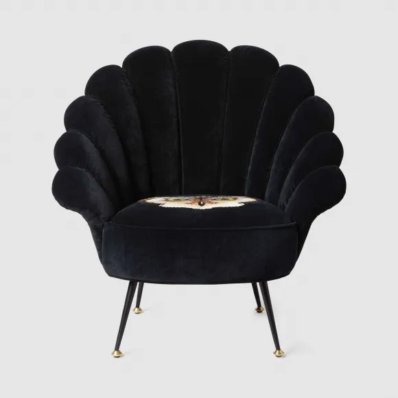 古驰/Gucci 猫头鹰刺绣天鹅绒扶手椅 550655-ZAB81-1123