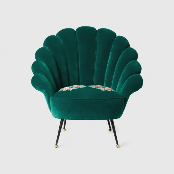 古驰/Gucci 花卉刺绣天鹅绒扶手椅 550655-ZAKOD-3097