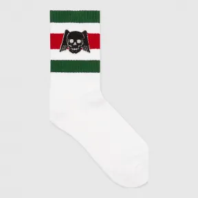 古驰/Gucci 飞翔骷髅图案棉袜 553123 4G490 9066