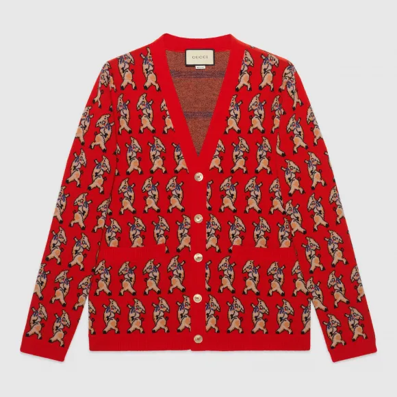古驰/Gucci 男士小猪图案羊毛开衫 553580 XKADT 6527