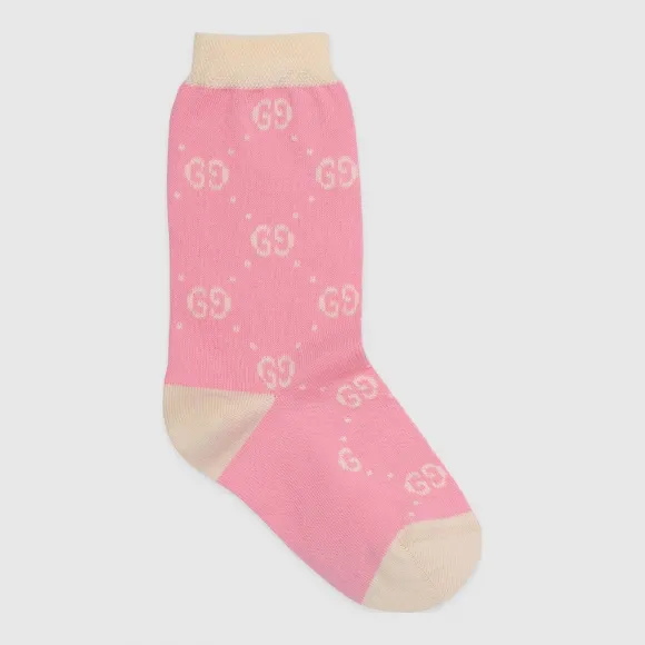 古驰/Gucci 儿童GG图案棉短袜 557013 4K432 5878