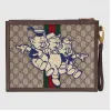 古驰/Gucci 三只小猪图案高级人造帆布手拿包 557697 9U8KT 8748