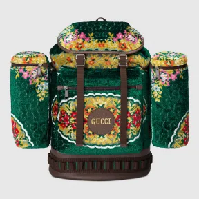 古驰/Gucci 花卉图案天鹅绒提花大号背包 562911 973BN 3091