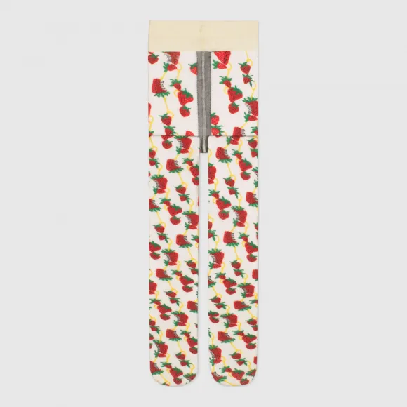 古驰/Gucci Gucci草莓和马衔扣印花连裤袜 564138 3GC85 9888