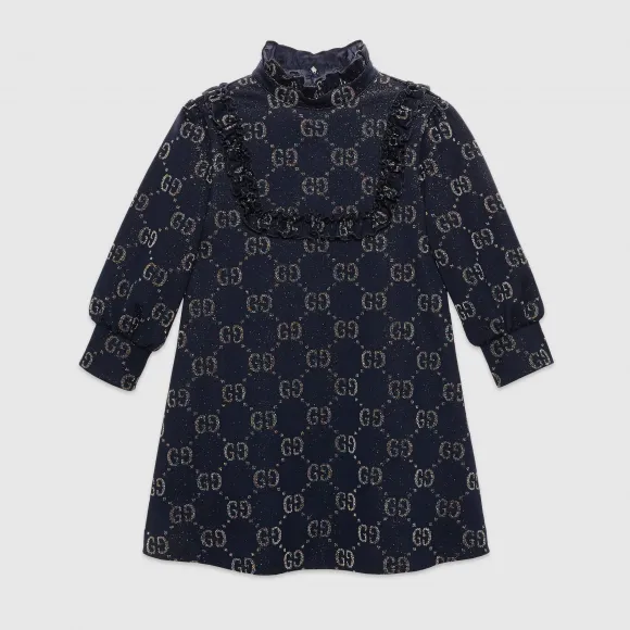 古驰/Gucci 儿童 GG 金银丝线连衣裙 571384 XJBEI 4048