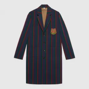 古驰/Gucci 饰徽章条纹羊毛大衣 575313 ZACB8 4310