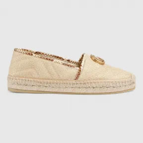 古驰/Gucci 饰双G V型拉菲草草编鞋 577374 GZ630 9589