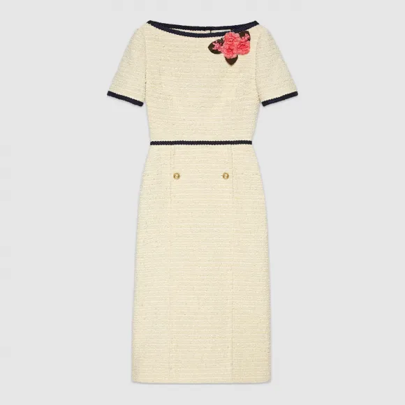 古驰/Gucci 花卉贴花花呢连衣裙 577401 ZACDY 9799