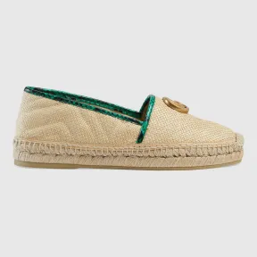 古驰/Gucci 官网专享饰双G V型拉菲草草编鞋 578547 GZ630 9593