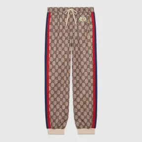 古驰/Gucci 高级人造帆布图案印花慢跑长裤 580580 XJBGT 2270