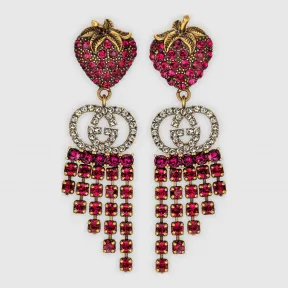古驰/Gucci 饰水晶草莓耳环 580959 I4769 8413