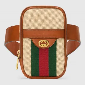 古驰/Gucci 复古帆布腰挎式 iPhone 手机包 581519 98BFG 9686