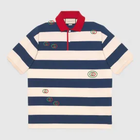古驰/Gucci 刺绣条纹针织 Polo 衫 581976 XJA6H 4594