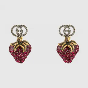 古驰/Gucci 饰草莓吊坠耳环 583576-I4769-8413