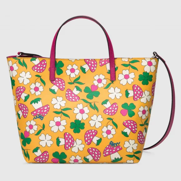 古驰/Gucci 儿童蘑菇印花和肩带托特包 585933 HM9CN 7277
