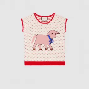 古驰/Gucci 饰小羊嵌花羊毛马甲 586077 XKAUZ 9133