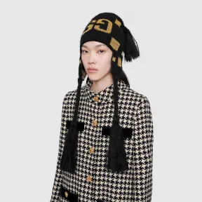 古驰/Gucci 饰 GG 图案和流苏羊毛帽 587780_3GE42_1075