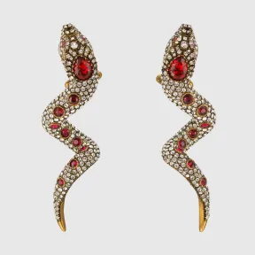 古驰/Gucci 饰水晶灵蛇造型耳环 591788 I4769 8413