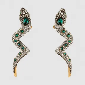 古驰/Gucci 饰水晶灵蛇造型耳环 591788 I4769 8519