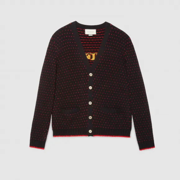 古驰/Gucci 饰小羊嵌花羊毛开衫 595500 XKAUZ 1082