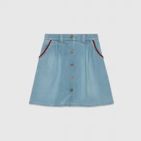 古驰/Gucci 儿童互扣式双G牛仔短裙  595877_XDA19_4493