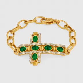 古驰/Gucci 饰弧面宝石十字架手镯 596014 I7358 8525