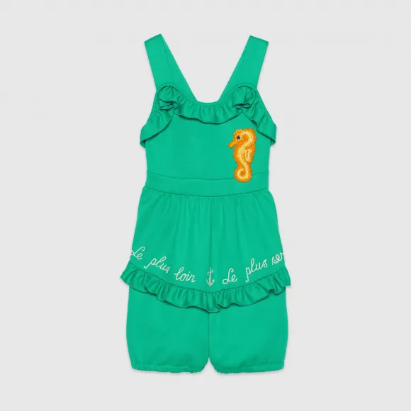 古驰/Gucci 儿童海马贴饰针织罩衫 596283_XJB85_3860