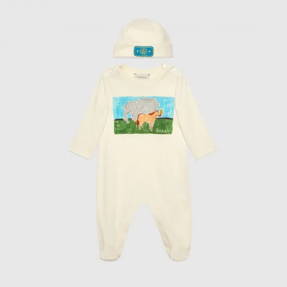 古驰/Gucci 婴儿Isabella Cotier印花礼品套装 598204_XJBVA_9756