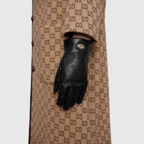 古驰/Gucci 饰互扣式双G皮革手套  598909_4HI60_1000