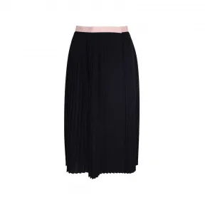 古驰/Gucci logo镶边黑色百褶裙 605620ZLW011043