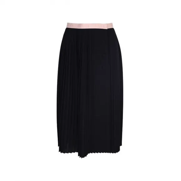 古驰/Gucci logo镶边黑色百褶裙 605620ZLW011043