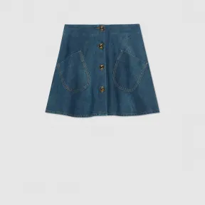 古驰/Gucci 女士 大理石纹水洗牛仔迷你裙 617336-XDA7P-4759