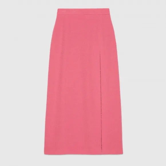 古驰/Gucci 女士 羊毛花呢开衩中长裙 627497-ZAD82-5175