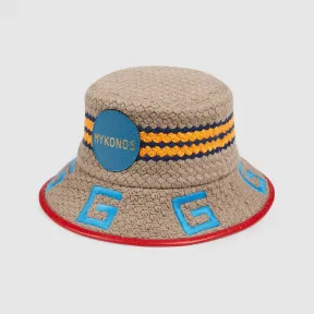 古驰/Gucci   Mykonos条纹织物渔夫帽 629599-4HL72-9674