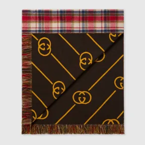 古驰/Gucci 互扣式双G格纹羊毛盖毯 630753-ZAE7F-6397