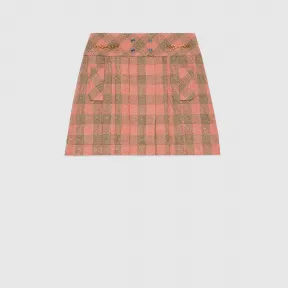 古驰/Gucci 光效棋盘格羊毛迷你裙 633226-ZAFIB-7920